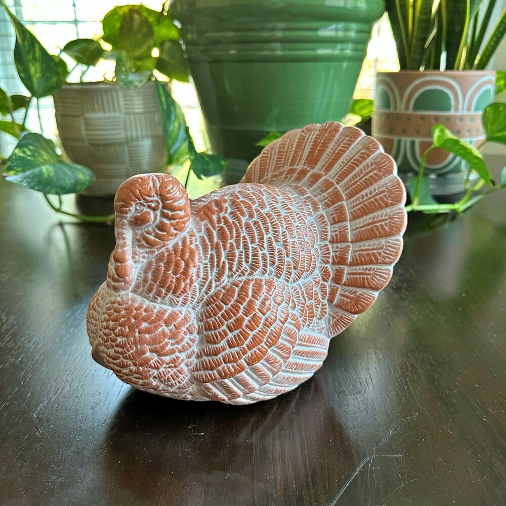 Turkey Figurine Ceramic Thanksgiving Fall Decor Holiday Cottagecore